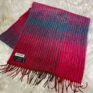 Descours Paris Vtg Scarf Multicolor Striped Tassel Fringe Wool Mohair‎ Blend